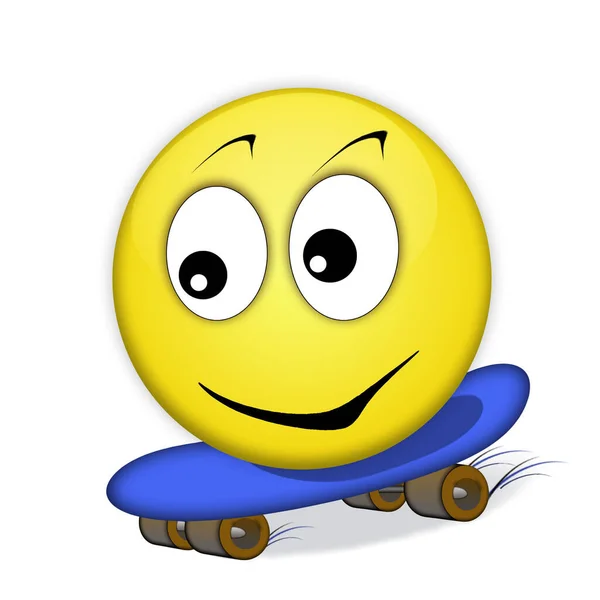Emoticon Amarelo Montando Skate Expressão Emoções Chat Online Correspondência Entre — Fotografia de Stock
