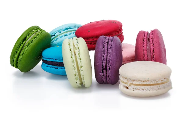 Macaroons Coloridos Sobre Fundo Branco — Fotografia de Stock