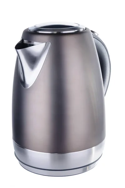 Grey matt painted stainless steel kettle on white background — Stock Photo, Image