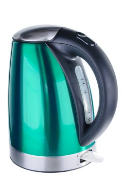 Paslanmaz çelik su ısıtıcısı beyaz zemin üzerine