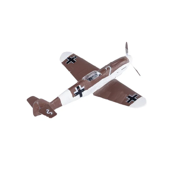 Beyaz arka plan üzerinde izole kahverengi Almanya plastik uçak — Stok fotoğraf
