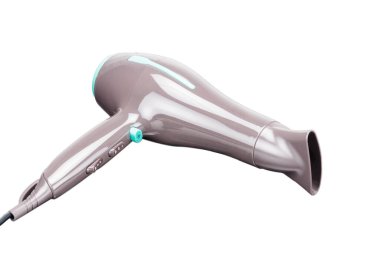 Beyaz backgro izole konsantratör ile kahverengi saç kurutma makinesi