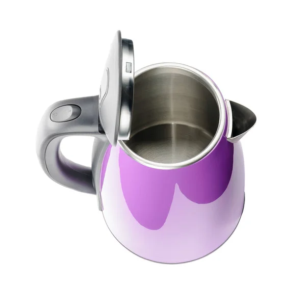 Фіолетовий ізольований чайник з нержавіючої сталі на білому тлі — стокове фото