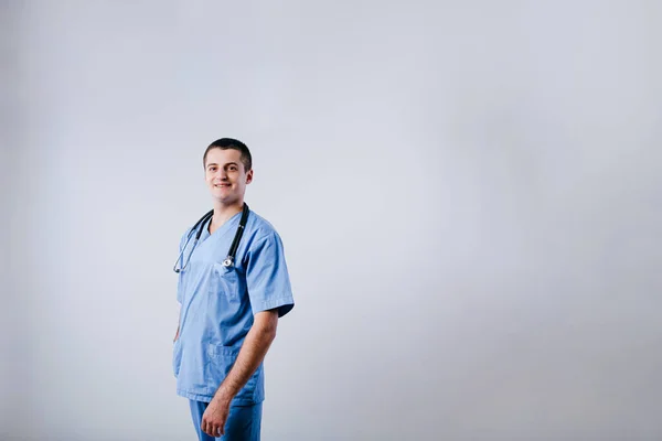 Portrait Happy Smiling Male Doctor Intern Isolated White Background — Stock Photo, Image