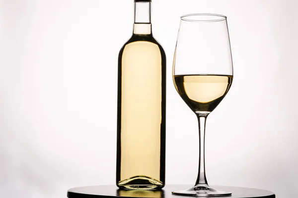 Bottle Delicious Wine Glass White Background — Stock Photo, Image