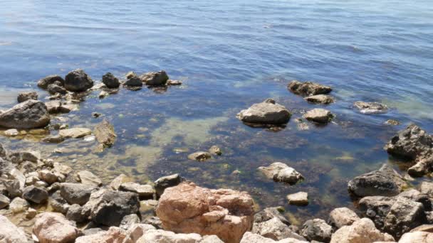 Orilla Rocosa Del Mar Mar Tranquilo — Vídeos de Stock