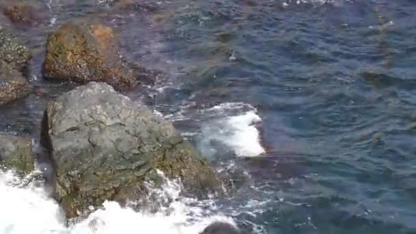 Stora Sten Stenblock Havet — Stockvideo