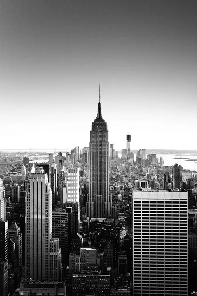 Vista Del Empire State Building Atardecer Blanco Negro — Foto de Stock