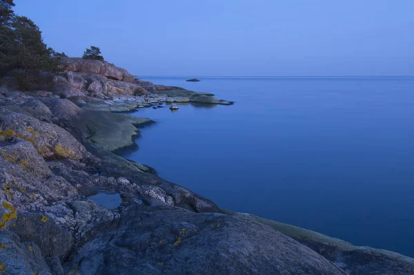 Vue Panoramique Sur Littoral Crépuscule Prise Vue Longue Exposition — Photo