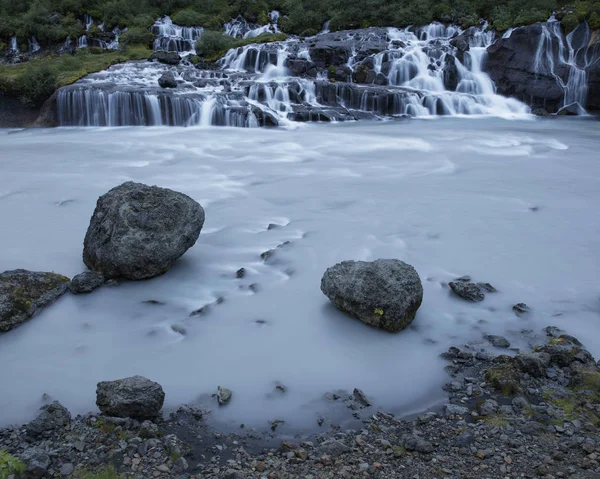 Długi Czas Ekspozycji Strzał Dawnej Wodospad Islandii — Zdjęcie stockowe