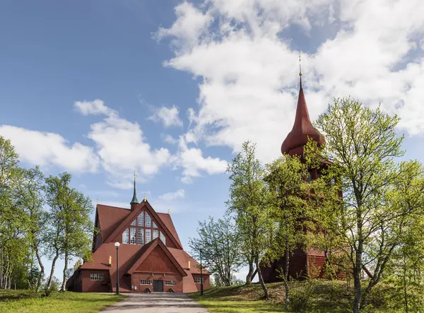 Langit Berawan Atas Gereja Kiruna Swedia — Stok Foto