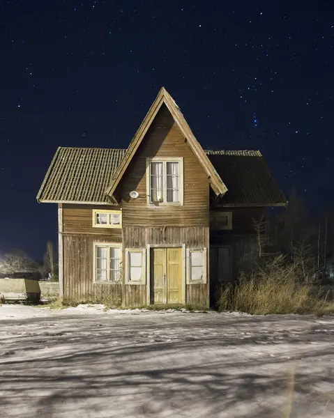 House Night Winter Selective Focus — Stock Photo, Image