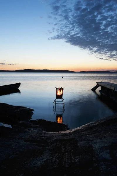 Lantern Lake Sunset Stockholm Archipelago — Stock Photo, Image