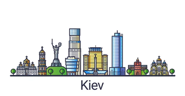 Platte lijn Kiev banner — Stockvector