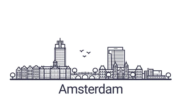 Kontur Amsterdam banner — Stock vektor