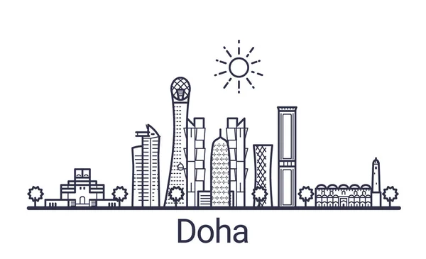 Outline Doha banner — Stock Vector