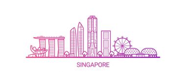 Renkli çizgi Singapur afiş