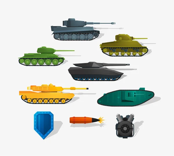 Battle tanks plat — Stockvector