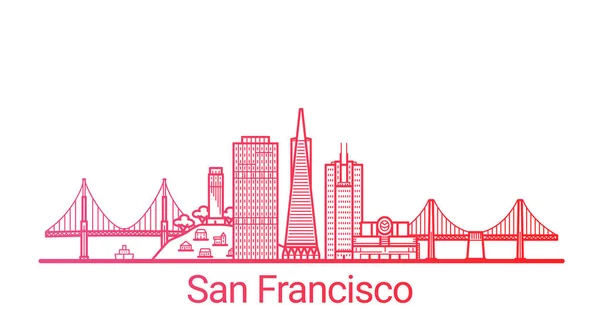 Цветная линия Сан-Франциско баннер — стоковый вектор
