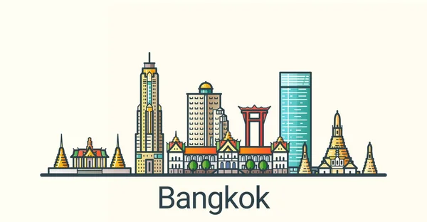 Flache Linie Bangkok-banner — Stockvektor