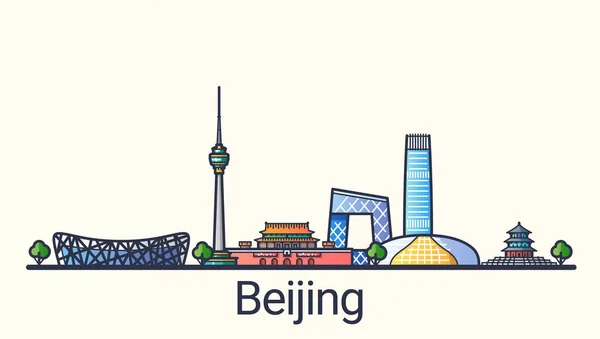 Banner de Beijing línea plana — Vector de stock