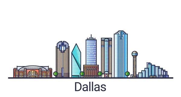 Plano línea bandera de Dallas — Vector de stock