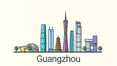 Flat line Guangzhou banner clipart