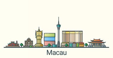 Flat line Macau banner clipart