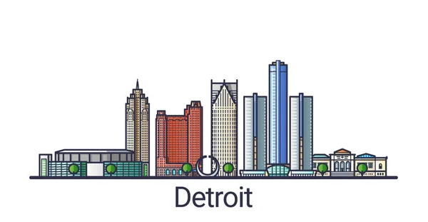 Lapos vonalnak Detroit banner — Stock Vector