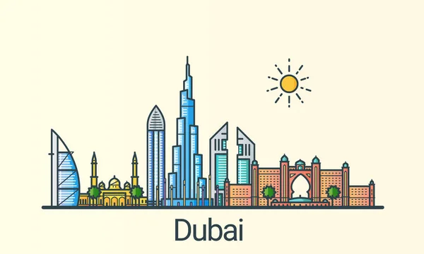 Flat line Dubai banner — Stock Vector