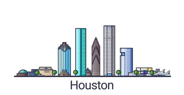 Flache Linie Houston banner — Stockvektor