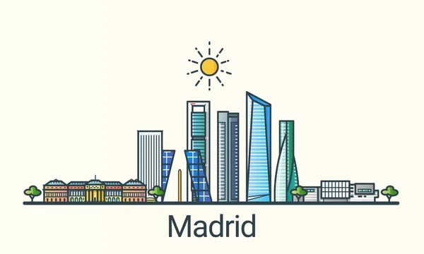 Bandera de Madrid línea plana — Vector de stock