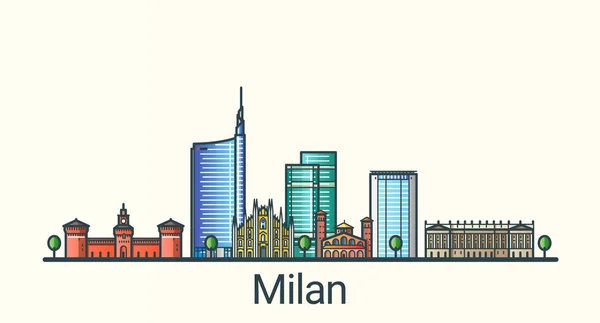 Flat line Milan banner — Stock Vector