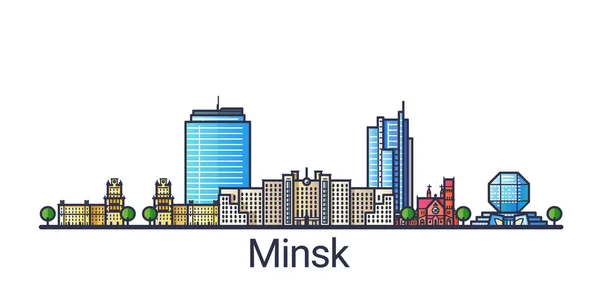 Lapos vonalnak Minszk banner — Stock Vector