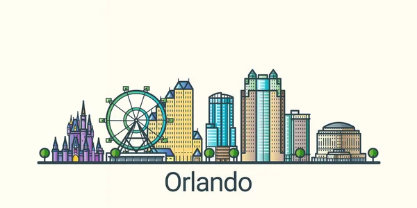 Flat line Orlando banner — Stock Vector