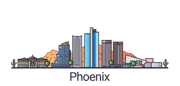 Banner de Phoenix de línea plana — Archivo Imágenes Vectoriales