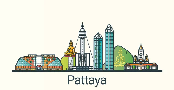 Flat line Pattaya banner — Stock Vector