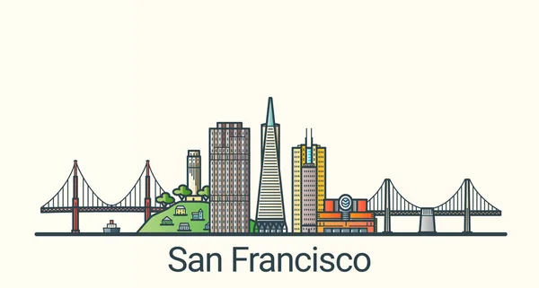 Flat line San Francisco banner — Stock Vector