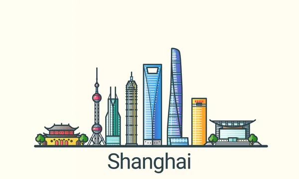 Banner di Shanghai linea piatta — Vettoriale Stock