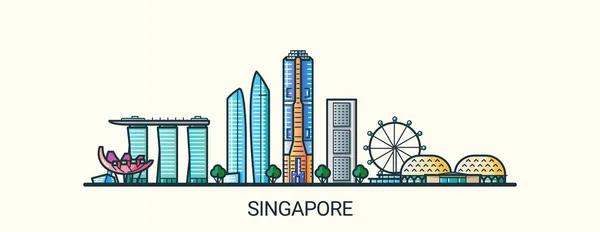 Flat line Singapore banner — Stock Vector