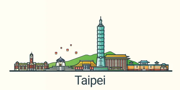 Bandera de Taipei de línea plana — Vector de stock