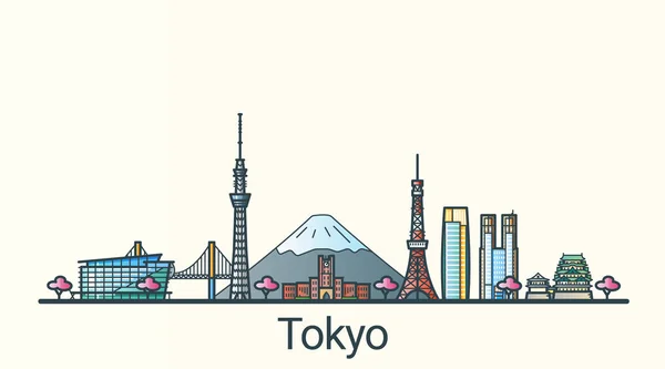 Flache Linie Tokio banner — Stockvektor