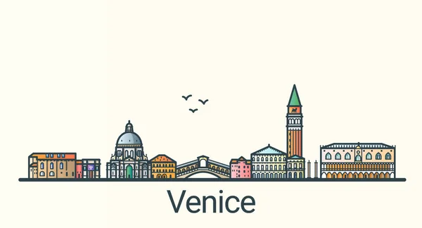 Bannière de Venise ligne plate — Image vectorielle