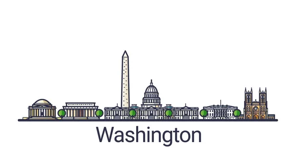 Platt linje Washington banner — Stock vektor