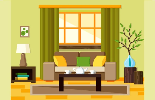 Flat living room — Stock Vector