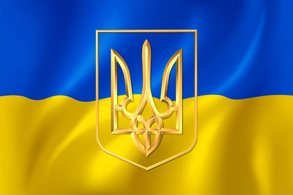 Ukraina flaga i herb — Wektor stockowy