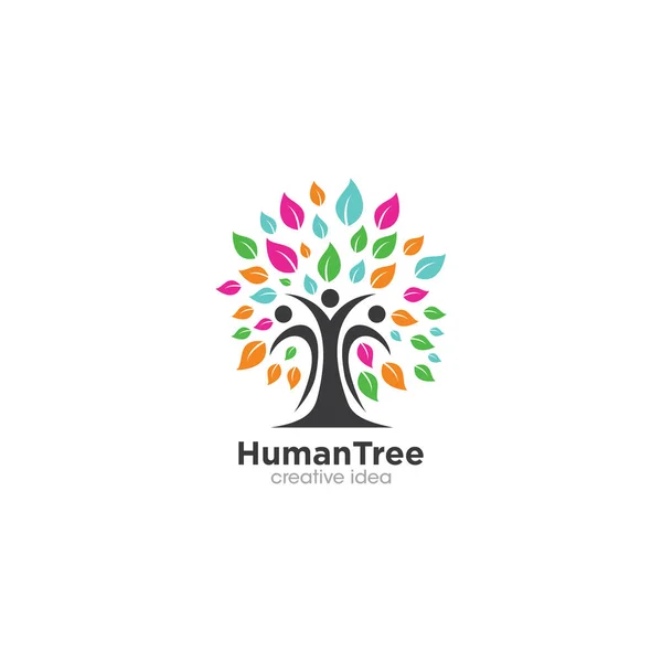Kreative Menschliche Baum Logo Design Vorlage — Stockvektor