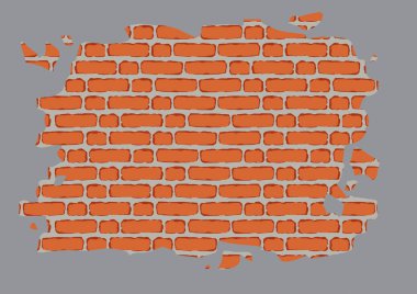 Gri sıva ile kırmızı tuğla