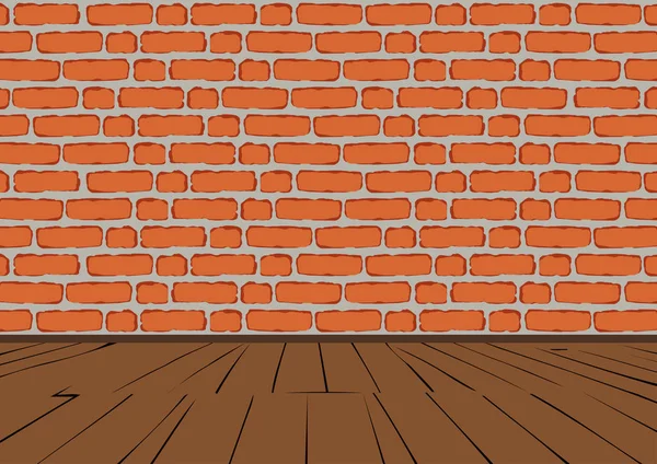 Brick Wall Red Brick Wooden Floor — Stock Vector