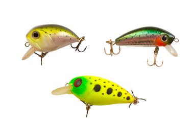 Yırtıcı balık balıkçılık lures. Beyaz bir arka plan üzerinde lures.